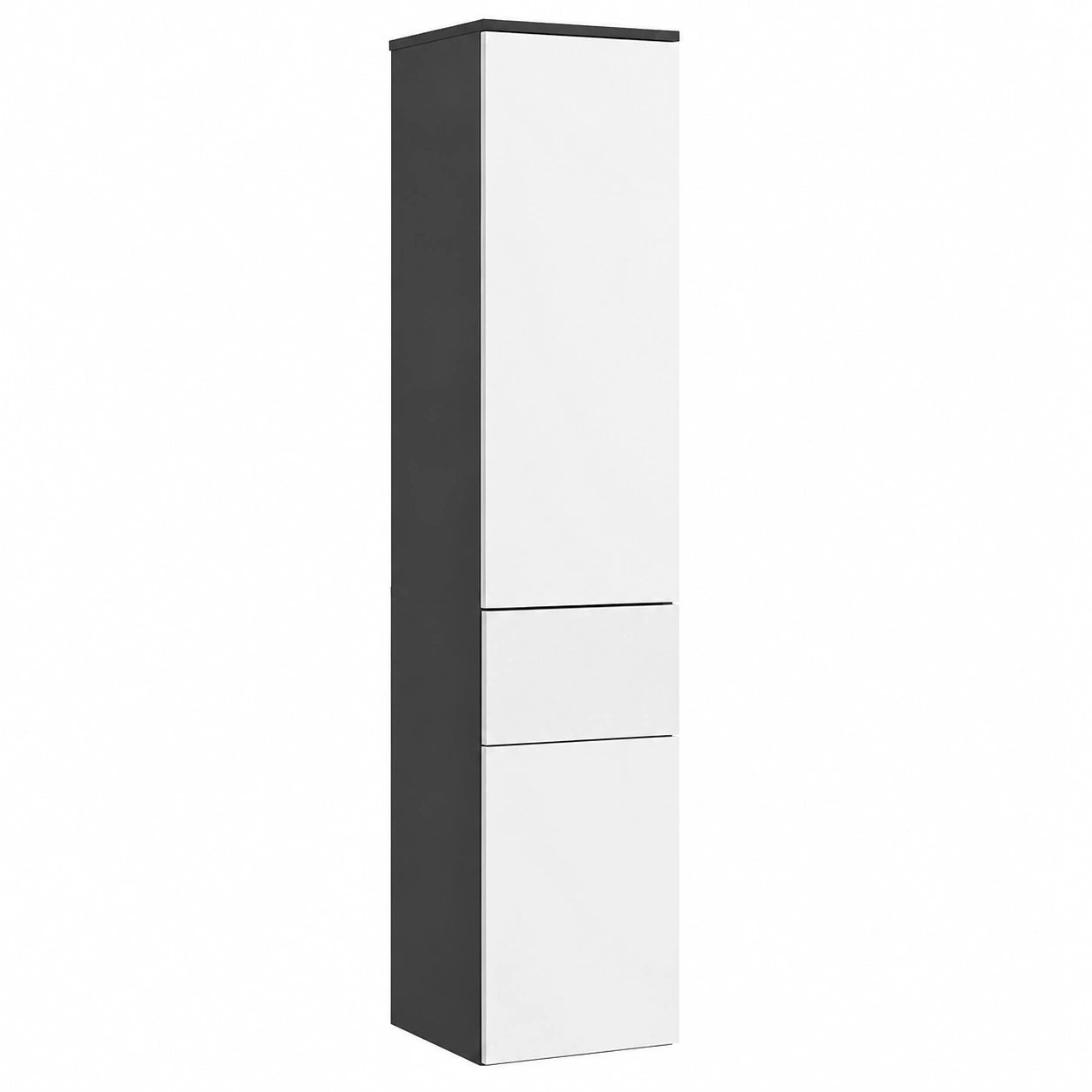 Colonna da Bagno Alta con Cassetto e Ante Regolabili, 180 cm, Nero