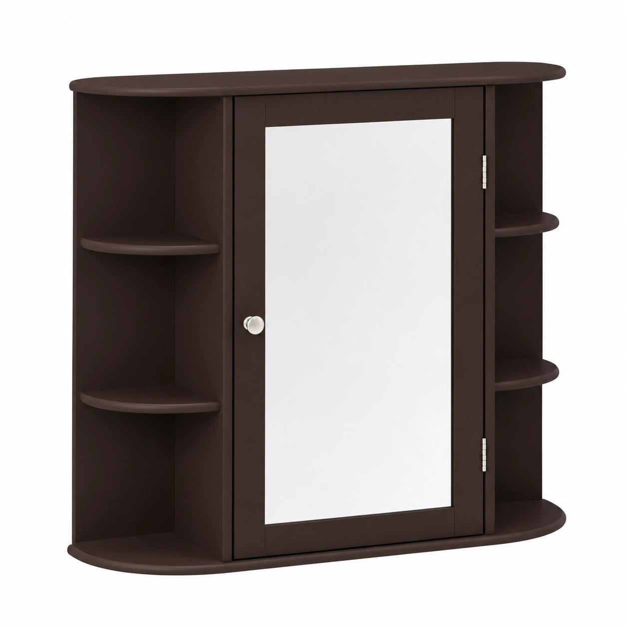 Mobile da Bagno con Specchio, Armadietto a 10 Ripiani, 66x17x63 cm (Marrone)