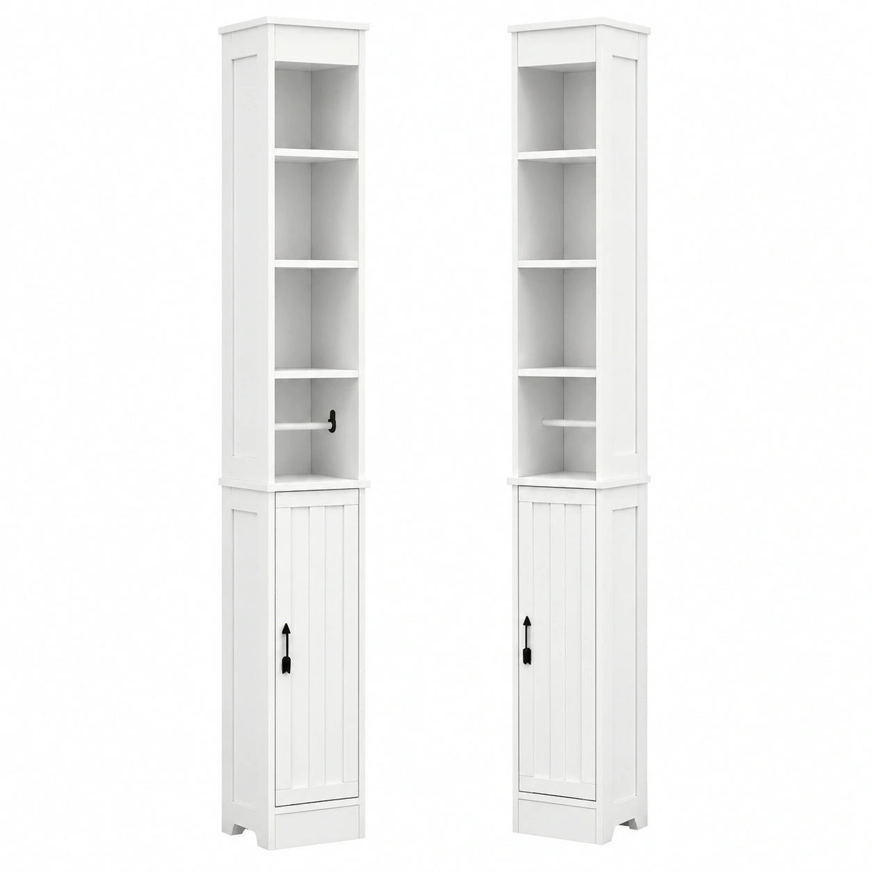 VECELO Colonna Bagno Alta con Ripiani Regolabili e Porta Carta Igienica, 20x20x180 cm, Bianco