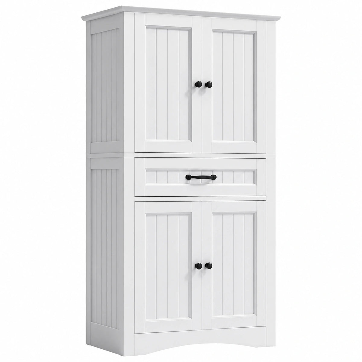 Mobile da Bagno Salvaspazio Xbro con Ante e Cassetto, Ripiani Regolabili, Sistema Antiribaltamento, 73x31x132 cm, Bianco