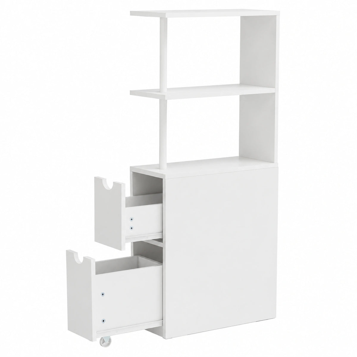Mobile Bagno Salvaspazio con Cassetti e Ripiani, Armadio su Ruote per Casa, Bianco, 45x20x114 cm