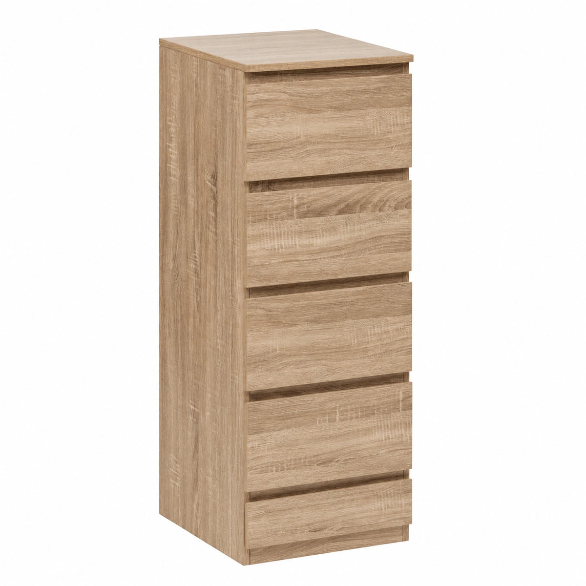 Cassettiera in Effetto Rovere con 5 Cassetti per Casa e Ufficio