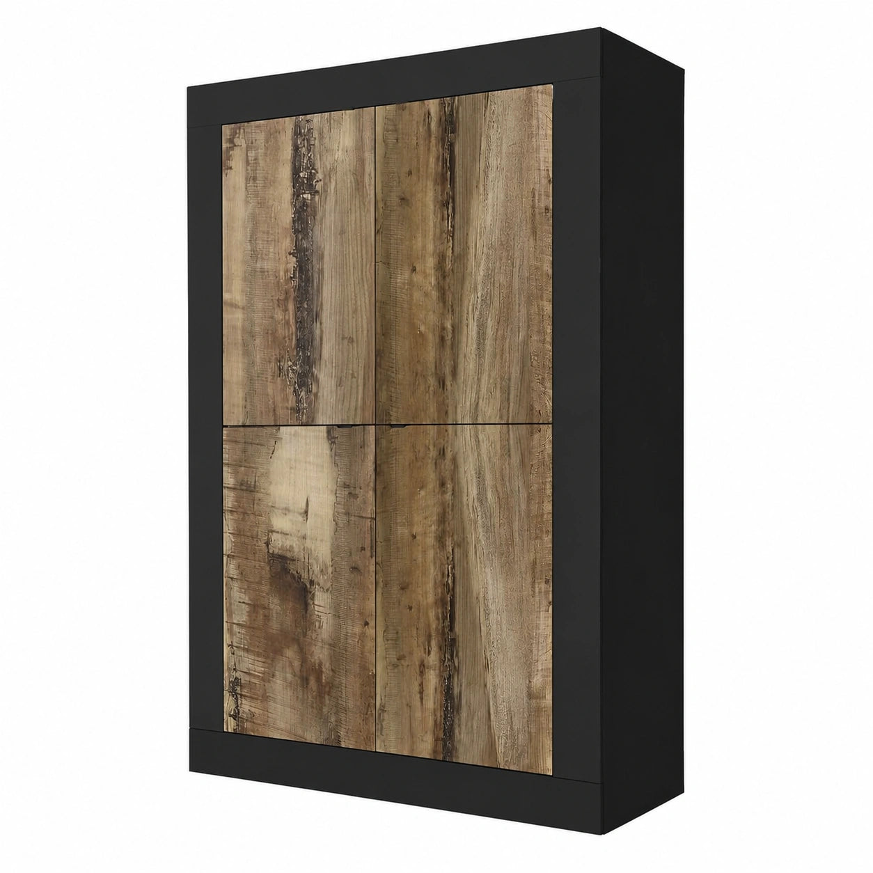 Credenza Moderna Nera e Pero con 4 Ante e Ripiani