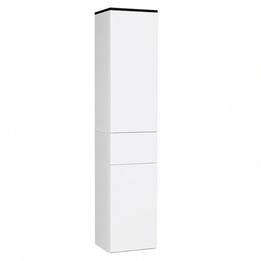 kleankin Colonna Bagno con 2 Armadietti e Cassetto, Mobile Bagno Alto, Mobiletto Bagno Salvaspazio con 2 Ante, Ripiani Regolabili in Legno, 30x28x180 cm, Bianco