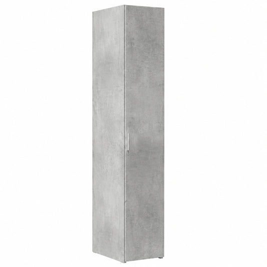 Armadio Alto in Legno Ingegnerizzato 185 cm Grigio Cemento con Ripiani