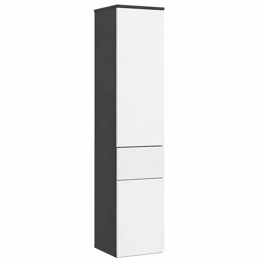 Colonna da Bagno Alta con Cassetto e Ante Regolabili, 180 cm, Nero
