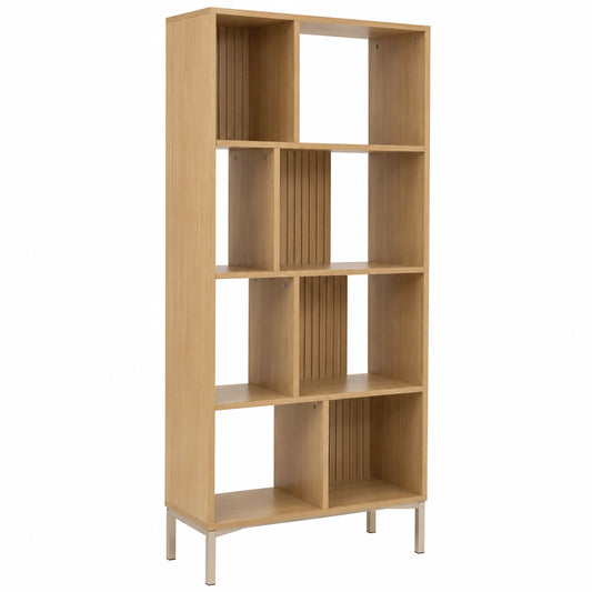 Libreria 8 Ripiani Effetto Legno Naturale, 63x30x159 cm