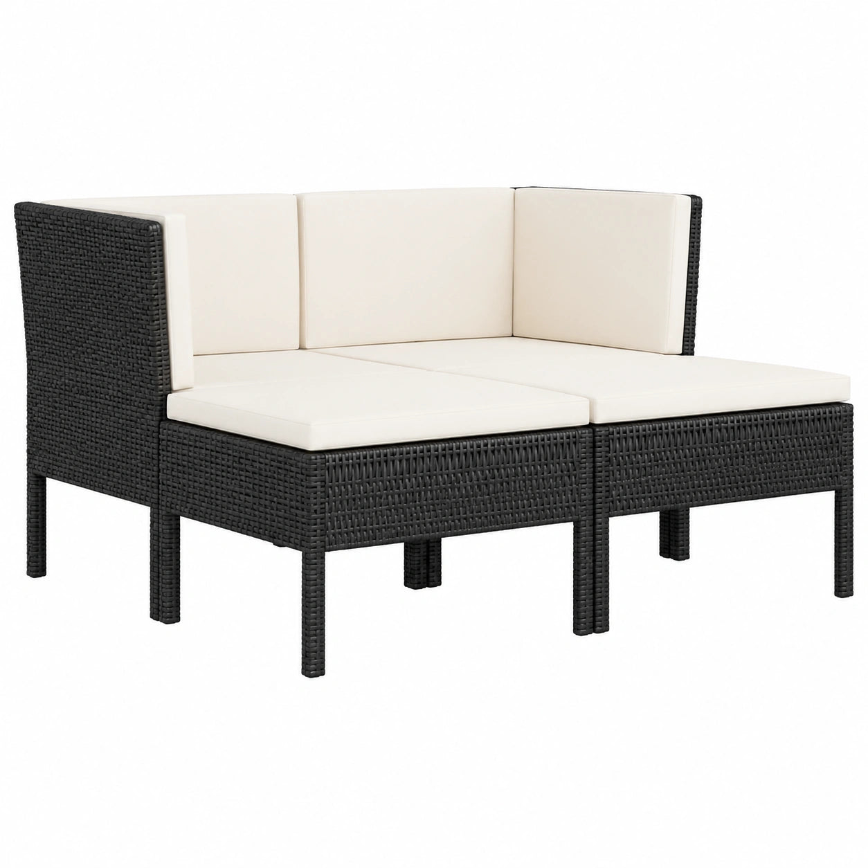 Set Divano da Giardino in Polyrattan con Cuscini Grigi, 4 Pezzi