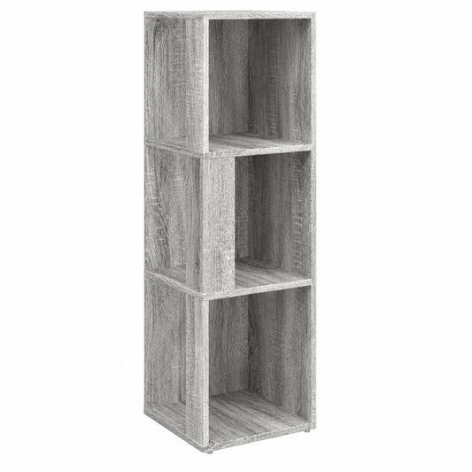 Libreria Angolare Salvaspazio 3 Ripiani in Legno Grigio Sonoma 33x33x100 cm per Soggiorno, Camera da Letto o Ufficio