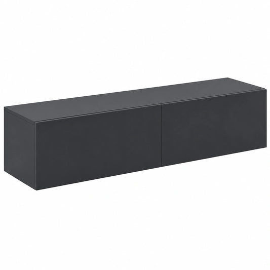 Mobile TV Sospeso con Ante a Ribalta, 2 Scomparti, 140x33x30 cm, Grigio Scuro