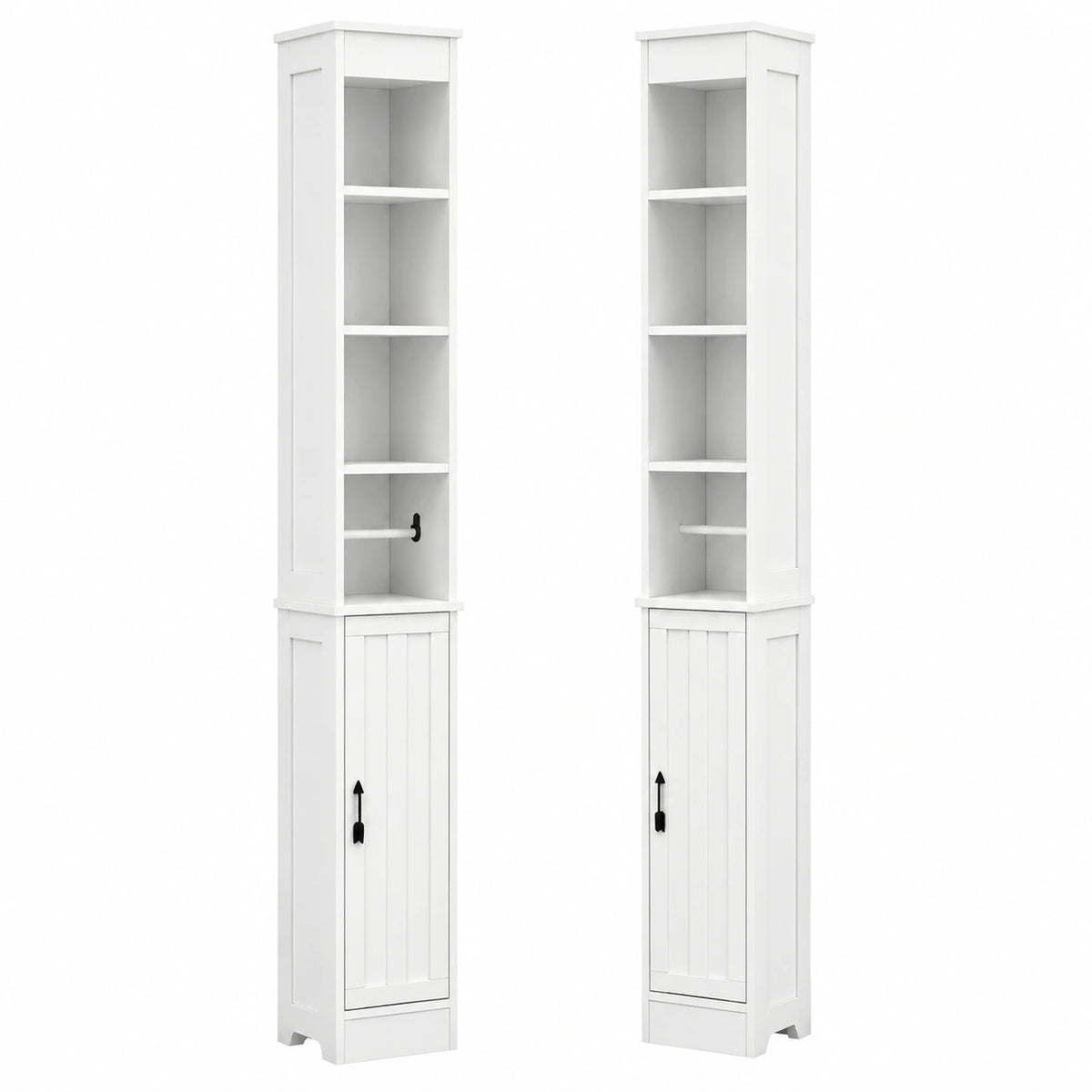 VECELO Colonna Bagno Alta con Ripiani Regolabili e Porta Carta Igienica, 20x20x180 cm, Bianco