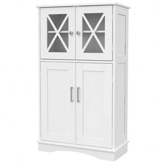 Armadio da Bagno LIFEZEAL con Ante e Ripiani Regolabili, Mobile Multiuso per Cucina e Soggiorno, 60x30x108 cm, Bianco