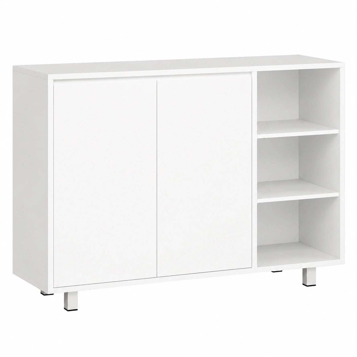 Credenza Bagno Cucina BEWISHOME con Ripiani Regolabili e Scomparti, Spazio Ampio, Bianco 35x100x80 cm