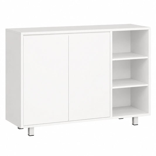 Credenza Bagno Cucina BEWISHOME con Ripiani Regolabili e Scomparti, Spazio Ampio, Bianco 35x100x80 cm