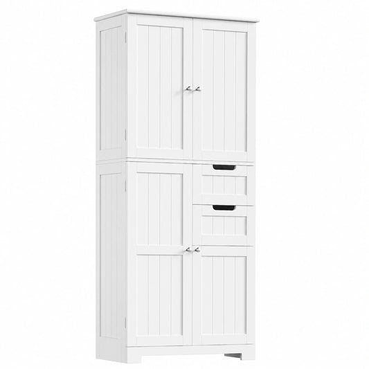 Mobile da Bagno Multiuso con Cassetti e Ante, Colore Bianco, 60x30x164.5 cm