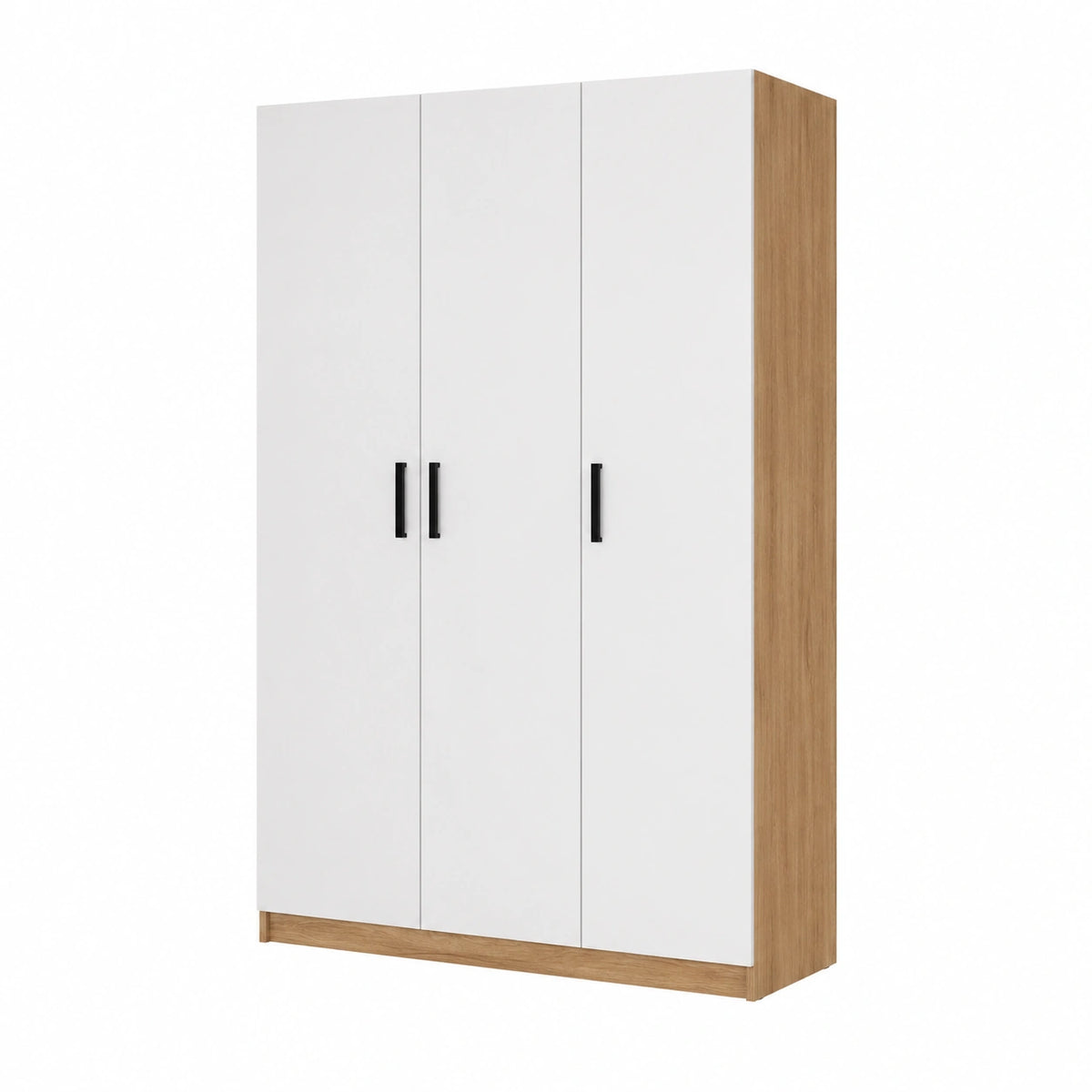 Guardaroba Multiuso Beige con 3 Ante e 4 Ripiani, Spazio per Scopa, Elegante e Funzionale, 108 x 180 x 35 cm