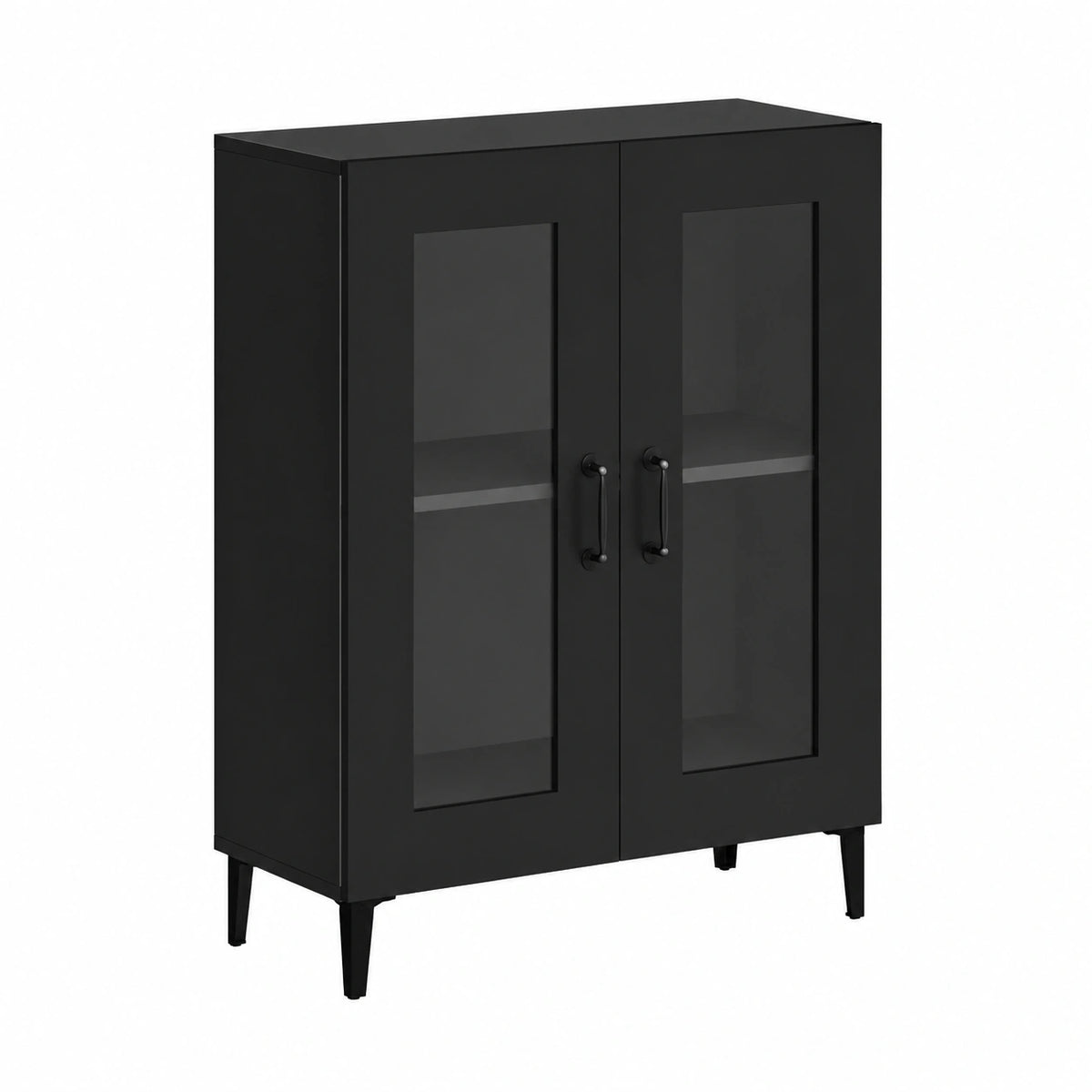 Credenza moderna in legno multistrato nero, ideale per soggiorno, camera da letto o bagno, dimensioni 69,5x34x90 cm