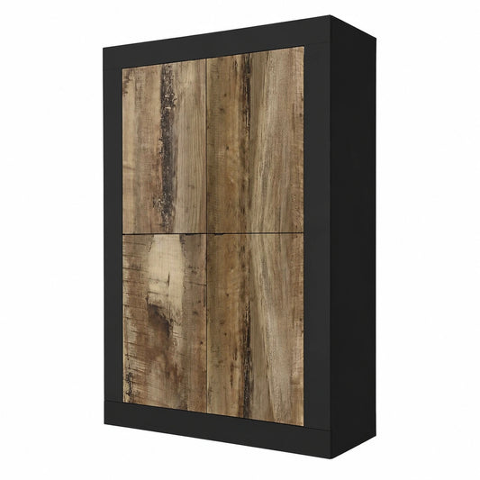 Credenza Moderna Nera e Pero con 4 Ante e Ripiani
