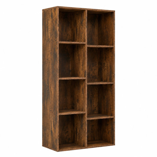 Libreria a Cubi in Legno con Dispositivi Antiribaltamento, per Soggiorno e Ufficio, Marrone