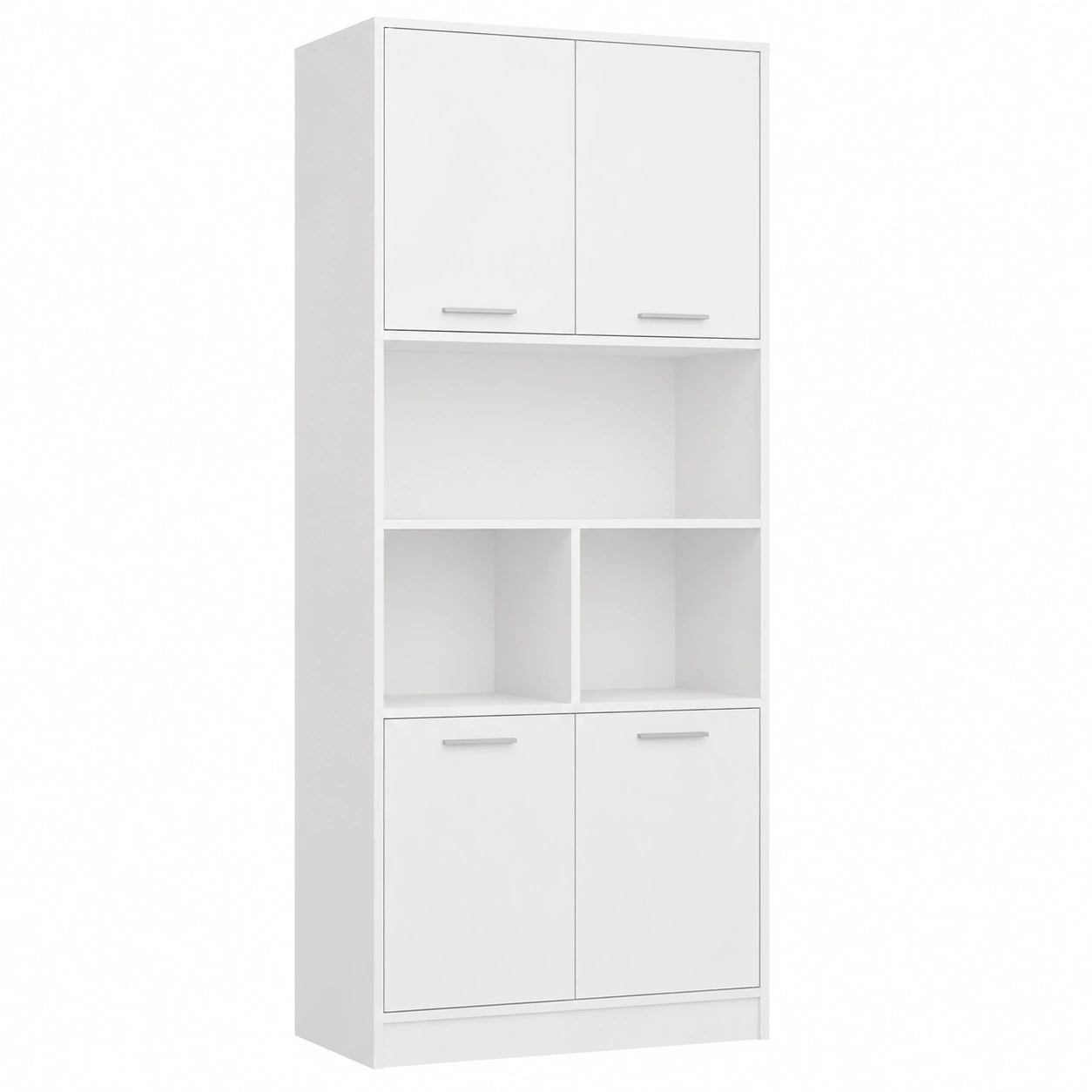 Armadio Alto Salvaspazio 60x40x180,5 cm con 4 Ante e Ripiani, Ideale per Bagno, Camera e Cucina