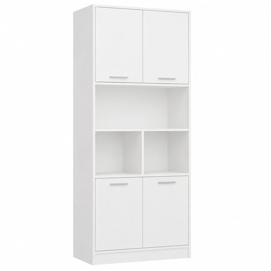 Armadio Alto Salvaspazio 60x40x180,5 cm con 4 Ante e Ripiani, Ideale per Bagno, Camera e Cucina